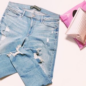 Express | Distressed Ankle Legging Jeans | 14